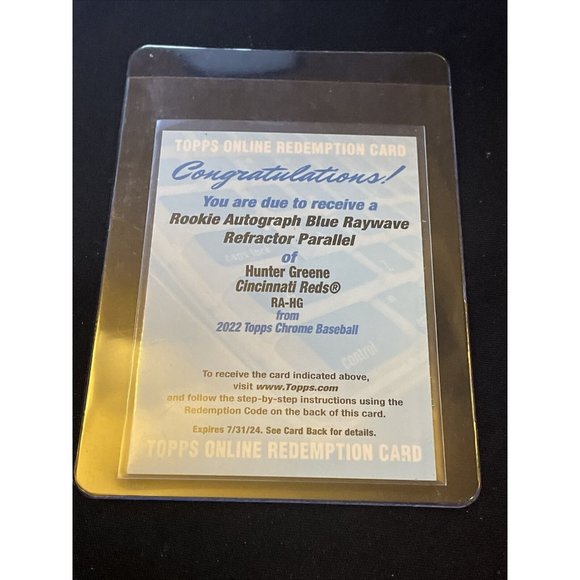 2022 Topps Chrome Hunter Greene RC Auto #RA-HG Reds blue WAVE /199 SP Redemption